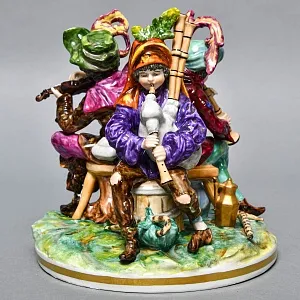 Коллекционная Фарфоровая статуэтка «Средневековые музыканты», Германия середина XX века.