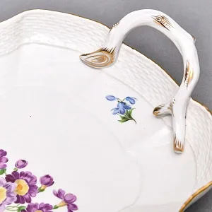 Сервировочное Блюдо с ручками - Тарелка - Поднос «Цветочный Букет», MEISSEN Германия - первая половина ХХ века.