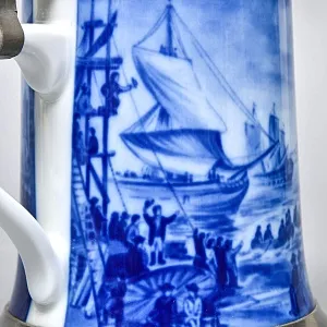 Коллекционная Пивная Кружка «Спуск Корабля на воду», фарфор, Berlin Design Германия -1980 год.