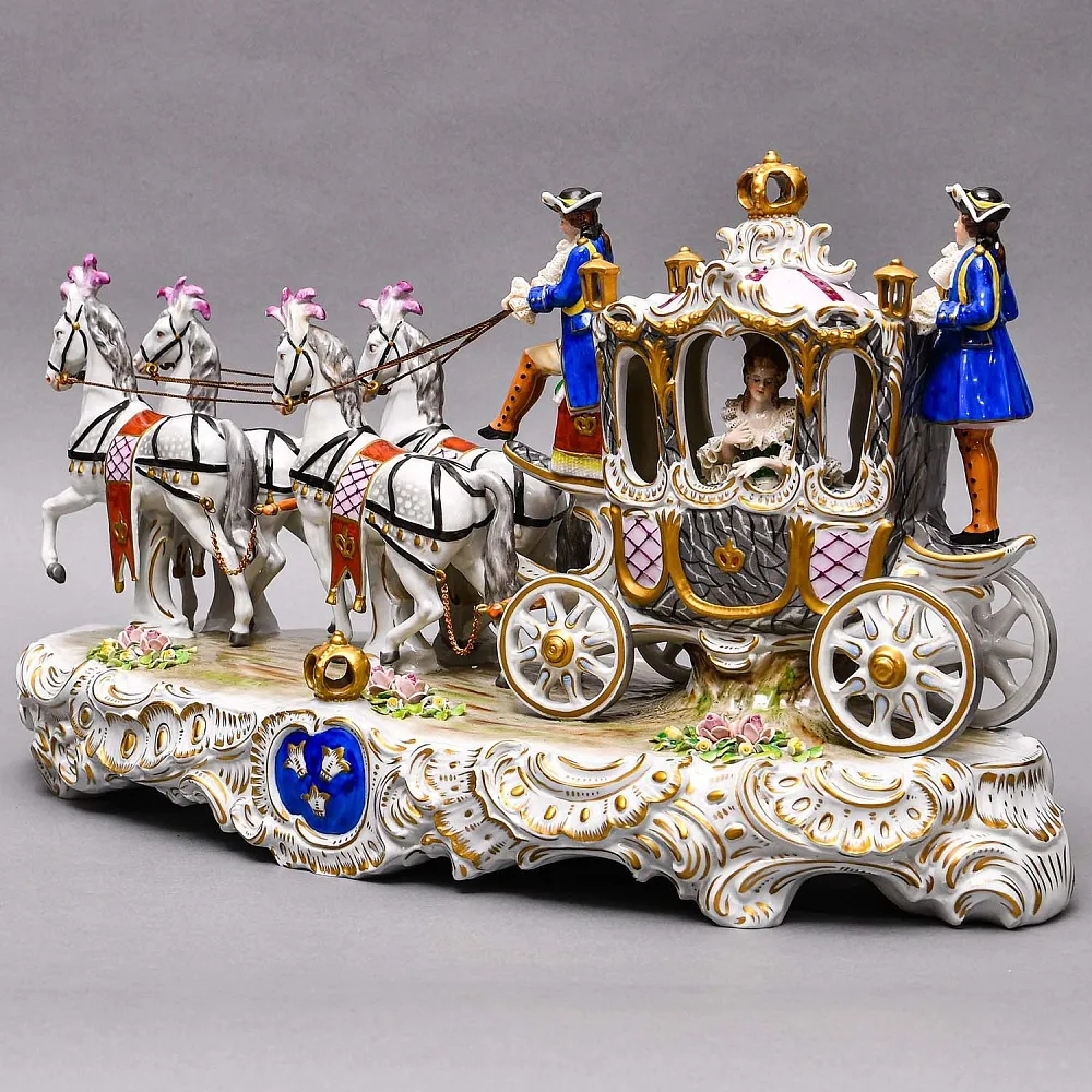 Редкость! Большая Фарфоровая статуэтка «КАРЕТА», SITZENDORF Германия, середина ХХ века.