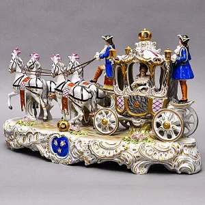 Редкость! Большая Фарфоровая статуэтка «КАРЕТА», SITZENDORF Германия, середина ХХ века.