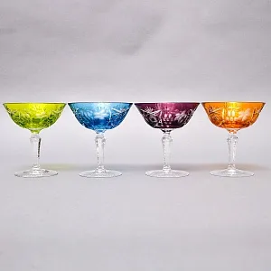 Полный Набор - 8 штук, Хрустальных Фужеров для Мартини или Шампанского серия «Виноград», NACHTMANN Германия 60 гг.