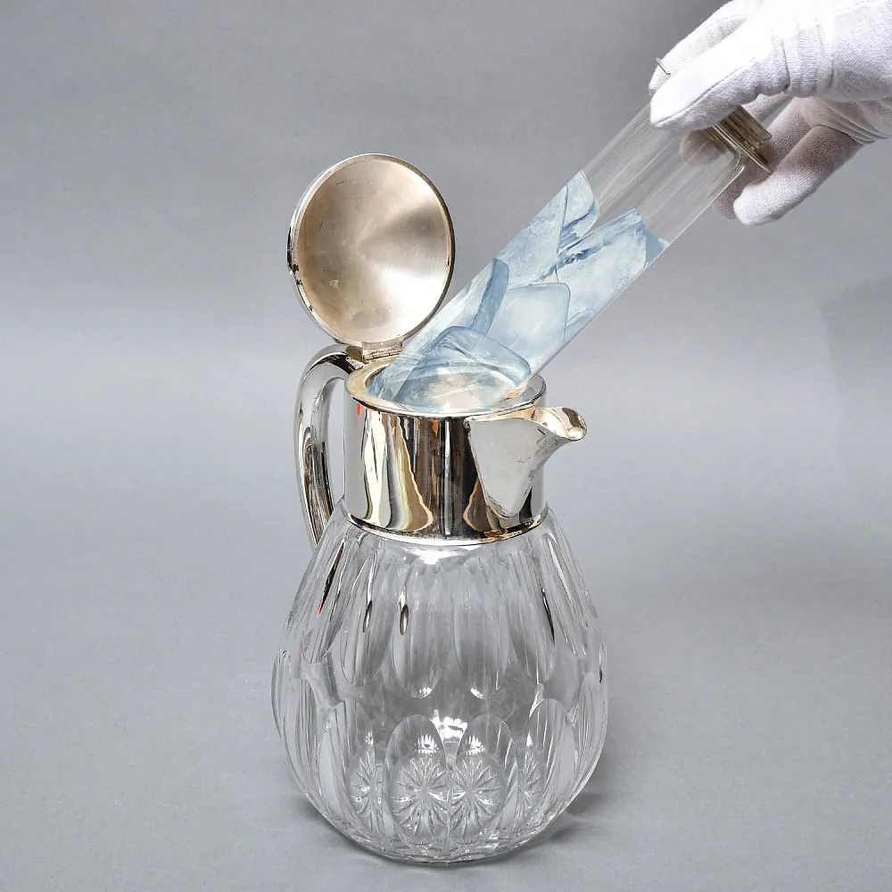 Винтажный Хрустальный  Графин - Кувшин на 3 литра с Колбой для льда, Silverplated Германия. 