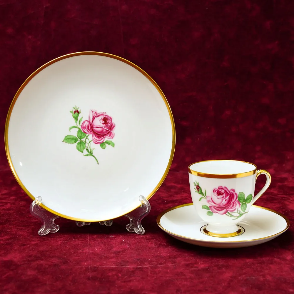 Коллекционная Чайная тройка «РОЗА», фарфор FURSTENBERG Германия, середина ХХ века.