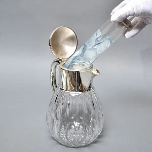 Винтажный Хрустальный  Графин - Кувшин на 3 литра с Колбой для льда, Silverplated Германия. 