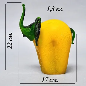 Авторская Коллекционная Стеклянная Статуэтка - Ваза «СЛОН», Цветное стекло, Россия. 