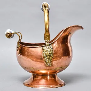 Винтажный Зольник с Фарфоровыми ручками Кашпо Медь Англия середина ХХ века!