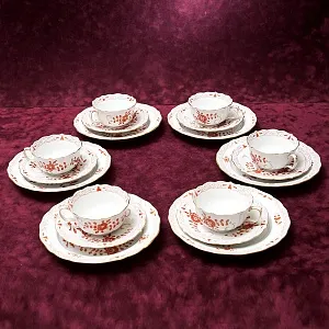 Чайный Сервиз «Индийский цветок» на 6-ть персон Фарфор MEISSEN / МЕЙСЕН Германия.