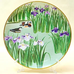 Коллекционная Тарелка - Блюдо «Март» - «Утки - Мандаринки и Ирисы» Фарфор, Franklin Mint Япония, 1979 год.
