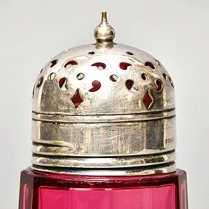 Винтажная Хрустальная Баночка - Емкость - Флакон для сахарной пудры, Silverplated Англия 50гг.