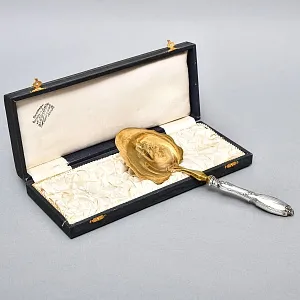 Старинная Сервировочная Лопатка для подачи в футляре, Silverplate Франция первая половина ХХ века.