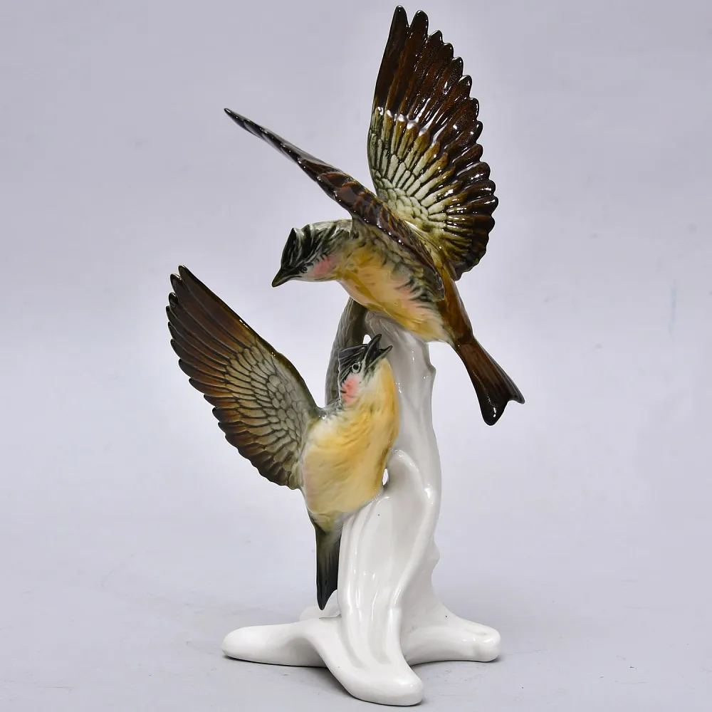 Пара Птиц - Фарфоровая Статуэтка «Хохлатые Жаворонки», Карл Энс / Karl Ens, Германия 50 гг.