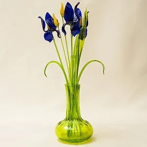 Авторская Стеклянная Статуэтка «Цветы ИРИСЫ», Цветное стекло, Россия.