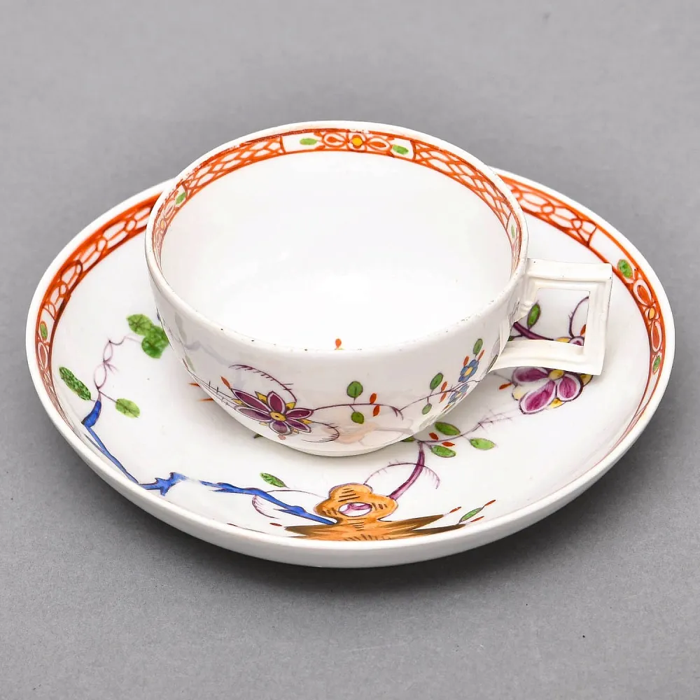 Антикварная Фарфоровая Кофейная пара MEISSEN / МЕЙСЕН, период Марколини, 1774 - 1814 годы.