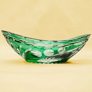 Винтажная Вазочка - Конфетница «Лодочка» Цветной Хрусталь, BEYER, Германия 70-е гг.