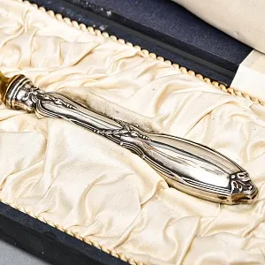 Старинная Сервировочная Лопатка для подачи в футляре, Silverplate Франция первая половина ХХ века.