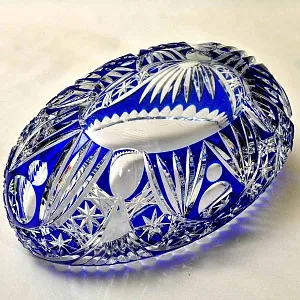 Большая Винтажная Ваза - Конфетница «Ладья» Цветной Хрусталь, JOSKA BODENMAIS Германия -60 гг.