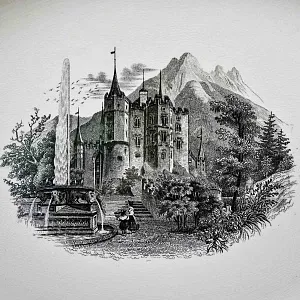 Большое Антикварное Фарфоровое Блюдо - Тарелка «Сервиз Старого аббатства», Villeroy&Boch Германия,  1890 - 1920 годы.