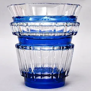Ваза для цветов Голубого Хрусталя VAL SAINT LAMBERT (Вал Сант Ламберт) Бельгия, конец 60-х гг