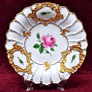 Антикварное Фарфоровое Блюдо - Тарелка «РОЗА», MEISSEN Германия, 1924 - 1934 годы.