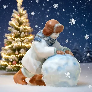 Авторская Коллекционная Фарфоровая Статуэтка «Снежный Ком», Дулёво Россия.