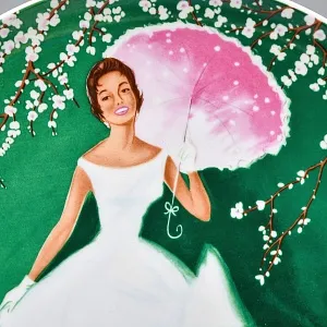 Коллекционная Фарфоровая тарелка серия Persil «Леди с розовым зонтиком», Hutschenreuther Германия.