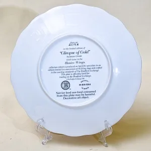 Коллекционная Фарфоровая тарелка «Золотые птицы на цветах»,  Bradford Exchange Англия - 1996 год.