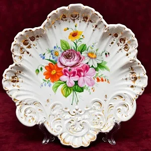 Антикварная Фарфоровая Тарелка - Блюдо «Летний букет с Ромашкой», Германия, конец ХIX - начало ХХ веков.
