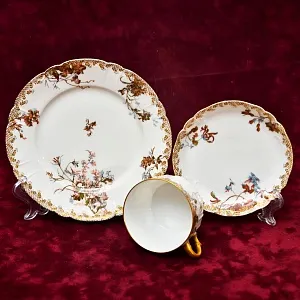 Винтажная Чайно-Кофейная пара + Тарелка (тройка), Фарфор Limoges Франция, 1876 - 1896 годы. 