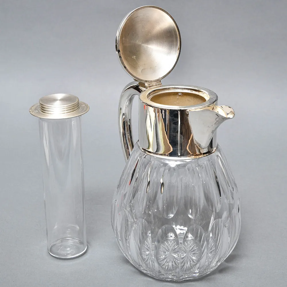 Винтажный Хрустальный  Графин - Кувшин на 3 литра с Колбой для льда, Silverplated Германия. 
