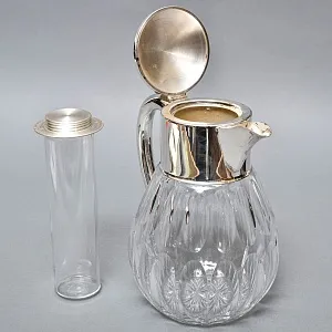 Винтажный Хрустальный  Графин - Кувшин на 3 литра с Колбой для льда, Silverplated Германия. 
