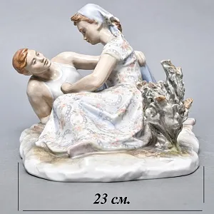 Большая Коллекционная Фарфоровая статуэтка «Затянувшаяся партия», ДФЗ Дулево Россия. 