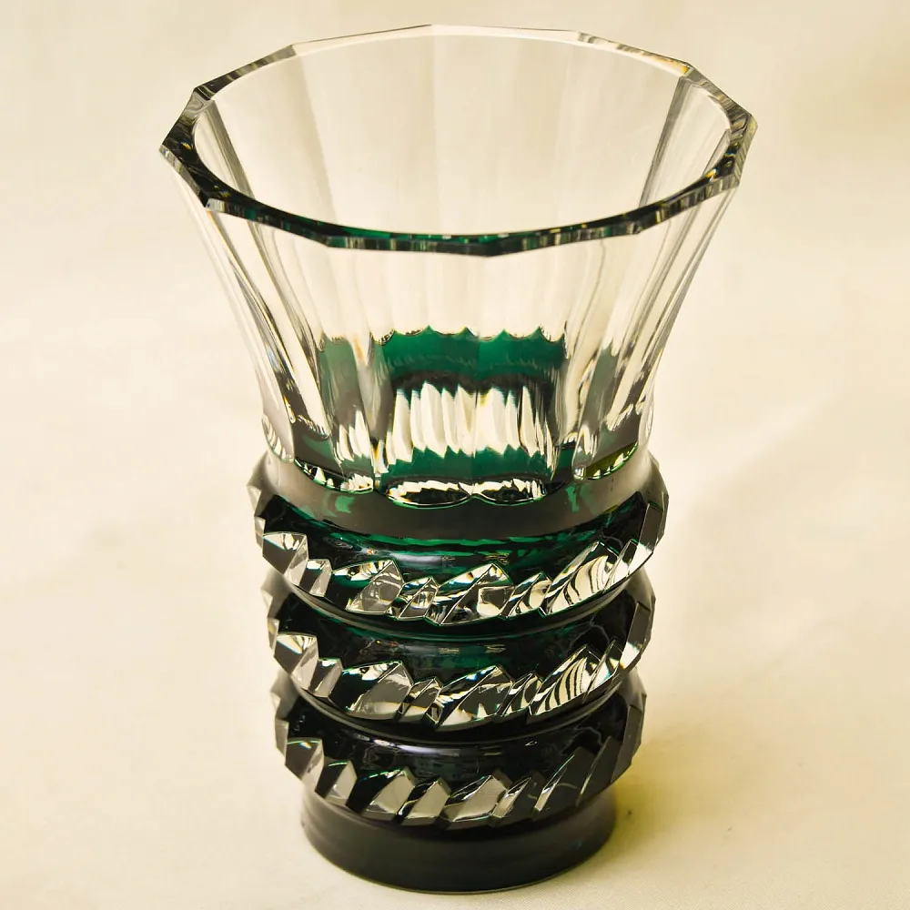 Винтажная Хрустальная Ваза зелёного цвета, VAL SAINT LAMBERT, Бельгия.