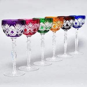 Бокалы для Вина из Цветного Хрусталя JOSEPHINENHUTTE Германия, 60 -е гг.