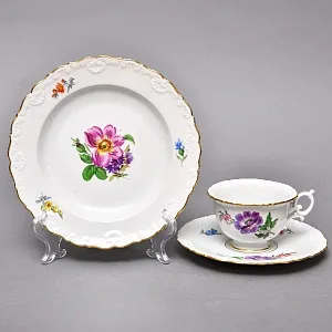 Фарфоровый Чайный Сервиз на 6-ть персон «Мейсенский букет», MEISSEN Германия, 1924 - 1934 годы.