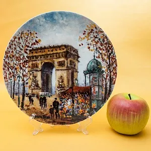 Коллекционная Тарелка «Париж - Триумфальная Арка» Фарфор, Лимож, Limoges, Франция.