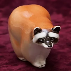 Коллекционный Триптих - Фарфоровые Статуэтки «Три Енота», ЛФЗ СССР -1962 год.