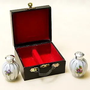 Набор для Специй Солонка + Перечница в футляре, Фарфор, Франция 50 -е годы ХХ века.