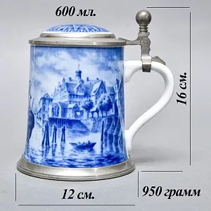 Коллекционная Пивная Кружка «Порт Гамбурга, в 1830 году», фарфор, Berlin Design Германия -1982 год.