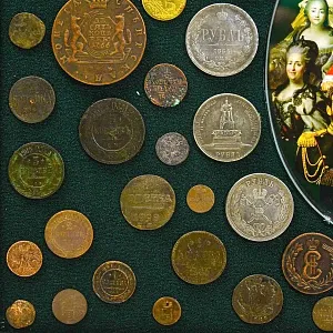 Настенное Коллекционное Панно - Картина «Монеты Российской Импении с XVIII до XX века».