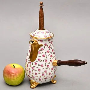 Фарфоровый Кувшин - Чайник для подачи горячего шоколада «РОЗЫ» с лопаткой, Limoges Франция.