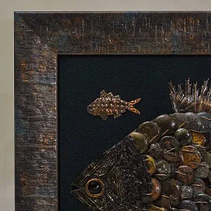 Настенное Коллекционное Панно - Картина «Рыбки», Россия конец XIX - начало ХХ века.