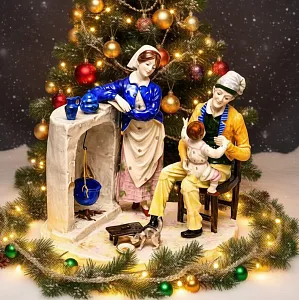 Коллекционная Фарфоровая статуэтка «Семья у домашнего очага», Ackermann & Fritze Германия.