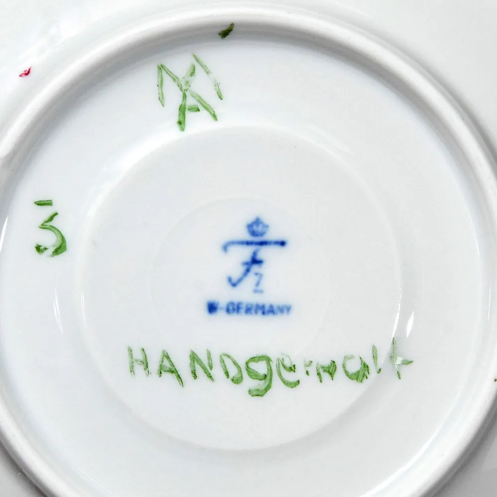 Редкость! Коллекционная Кофейная Пара «Зелёные Цветы», фарфор FURSTENBERG, Германия.