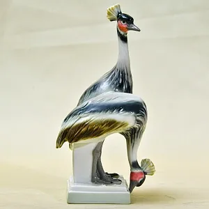 Коллекционная Фарфоровая статуэтка "Птицы. Венценосные журавли", Германия первая половина ХХ века.