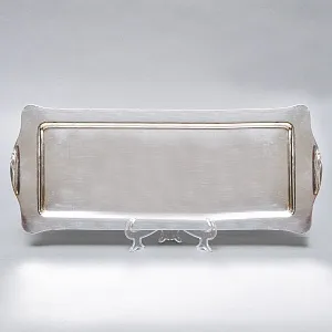 Винтажный Прямоугольный Металлический Поднос - Подставка, Silverplate Англия.