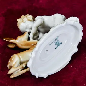 Фарфоровая статуэтка «Путти и олененок», Hutschenreuther, Германия - 1955 год..