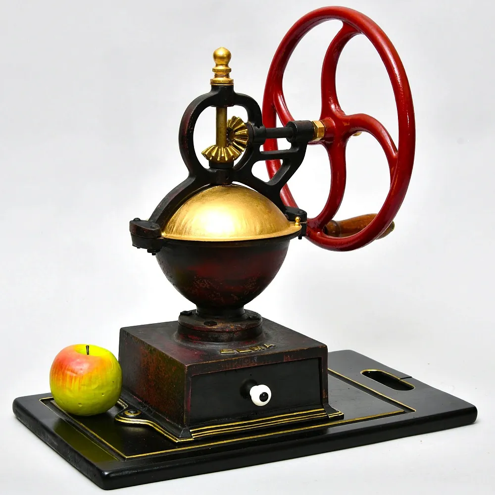 Большая Антикварная Чугунная Ручная Механическая Кофемолка ELMA, Франция начало ХХ века.