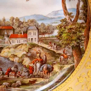 Большое Коллекционное Блюдо - Тарелка «Пейзаж на реке» Фарфор KAISER Германия.