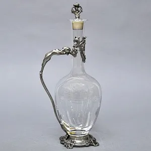 Роскошный Старинный Хрустальный Графин - Декантер в стиле Модерн, Франция первая половина ХХ века.